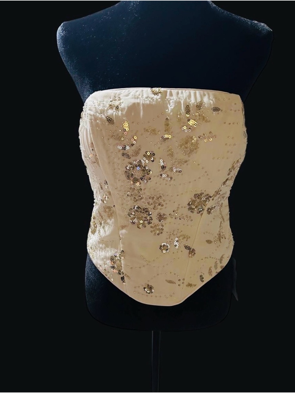 Cider Strapless Cream Sequin Bustier Top NWT